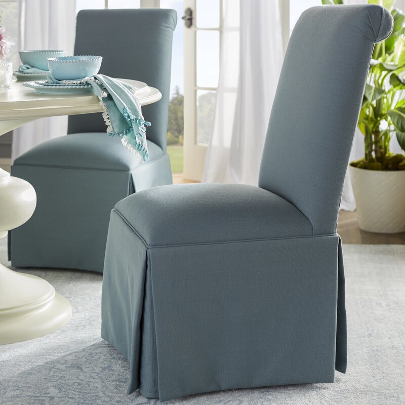 Solid Back Skirted Upholstered Dining Chair